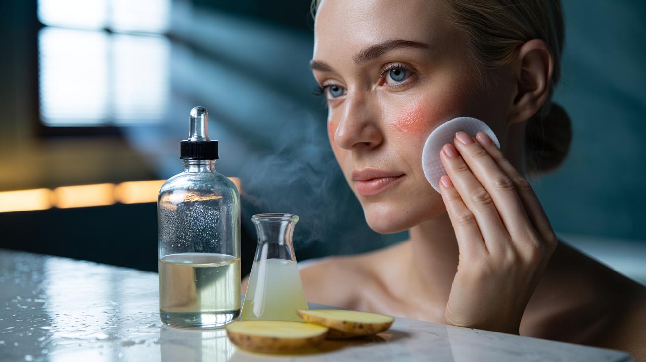 The cold potato juice toner that calms rosacea redness : how starch and enzymes reduce inflammation fast